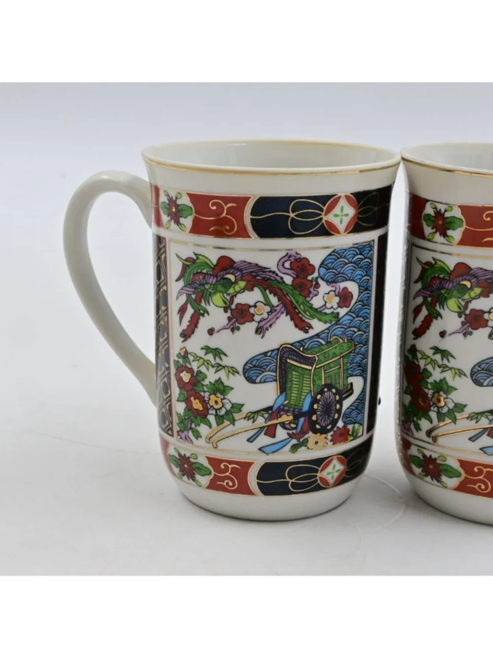 Heritage Mint Imari Porcelain Mugs Set of 2 Japanese Coffee Cups Vintage